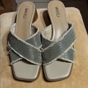 Vaneli silver Cream Mules Comfortable Slip-On